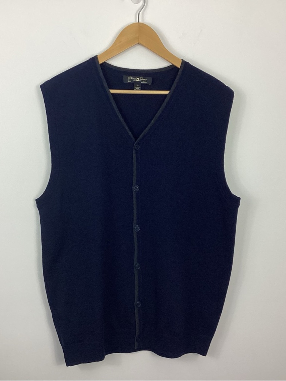 Pronto Uomo Merino Wool Blend Sweater Vest Size Large